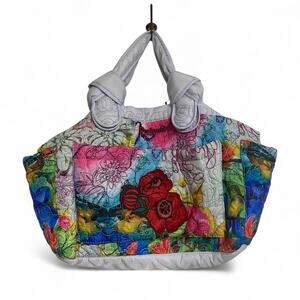 Desigual Large Soft Tote‎ Duffel Bag Colorful Tropicana Embroidered NWT AS IS